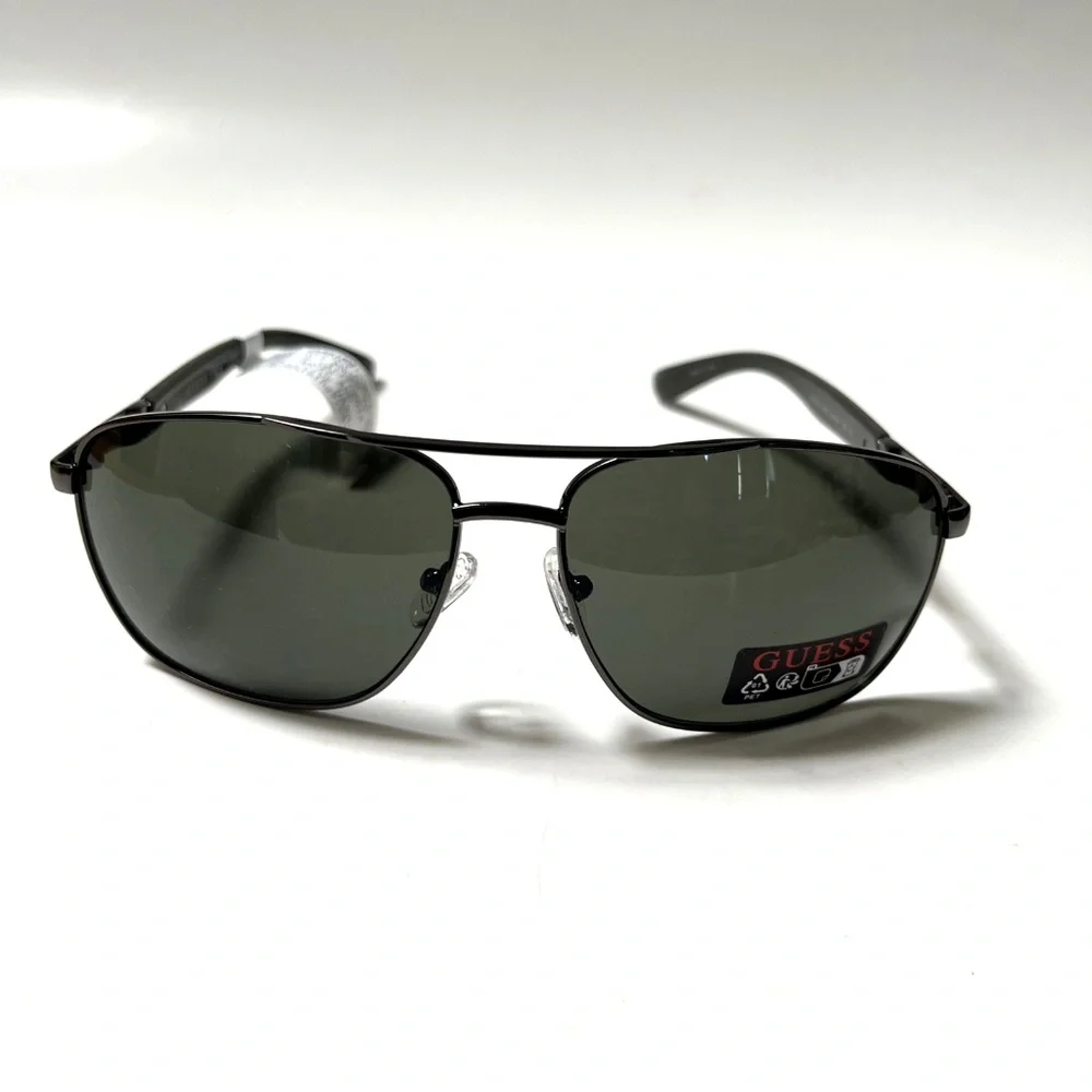 New GUESS Wrap Aviator Sunglasses GF0212 Double Bridge Metal Gunmetal